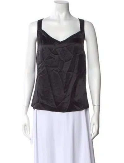 Pre-owned Escada Silk V-neck Top In Black