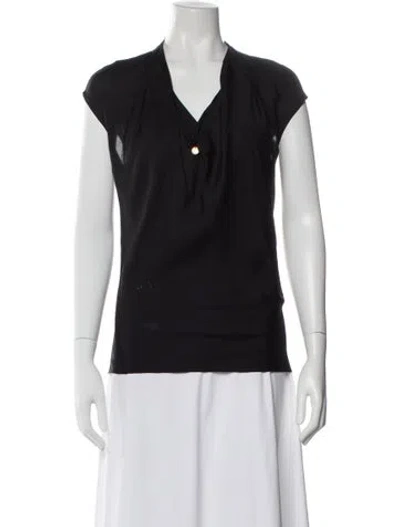 Pre-owned Escada Silk V-neck Top In Black