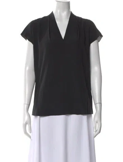 Pre-owned Escada Silk V-neck Top In Black