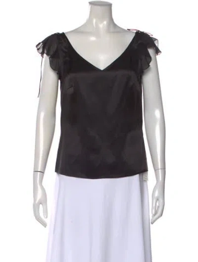 Pre-owned Escada Silk V-neck Top In Black