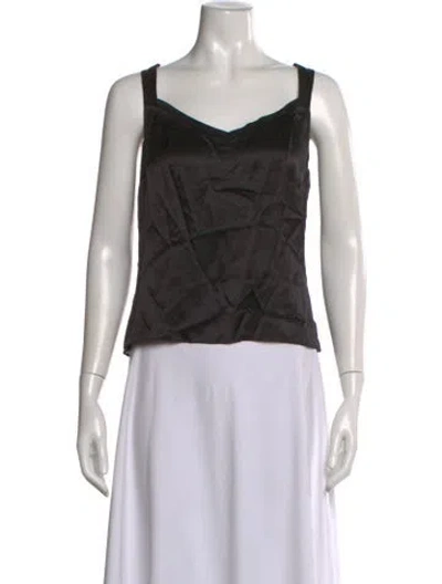 Pre-owned Escada Silk V-neck Top In Black