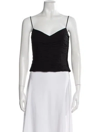 Pre-owned Escada Silk V-neck Top In Black