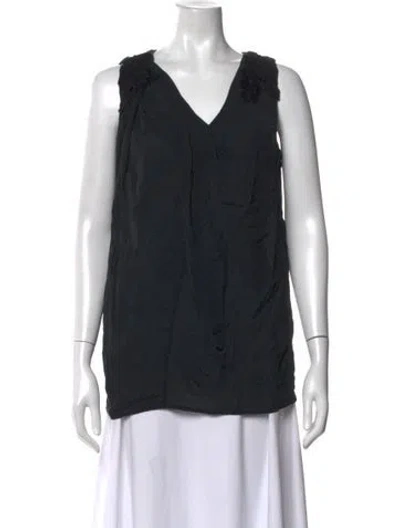 Pre-owned Escada Silk V-neck Top In Black