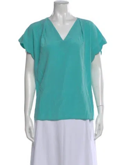 Pre-owned Escada Silk V-neck Top In Blue