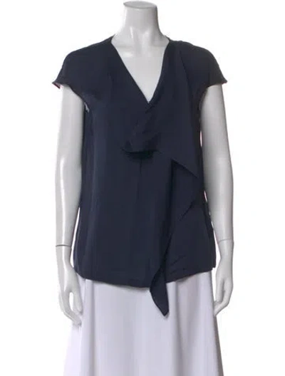 Pre-owned Escada Silk V-neck Top In Blue
