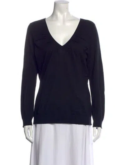 Pre-owned Escada Silk V-neck Top In Blue