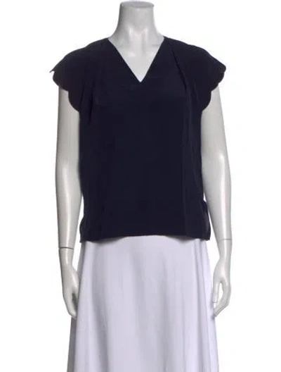 Pre-owned Escada Silk V-neck Top In Blue