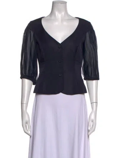 Pre-owned Escada Silk V-neck Top In Blue