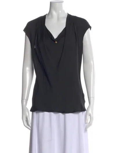 Pre-owned Escada Silk V-neck Top In Gray
