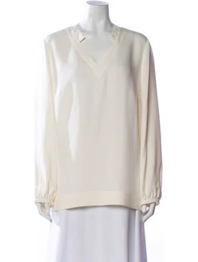 Pre-owned Escada Silk V-neck Top In Neutral