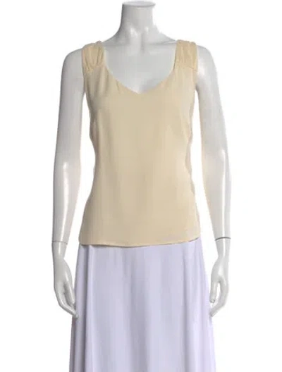 Pre-owned Escada Silk V-neck Top In Neutral