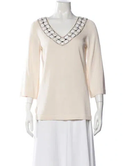 Pre-owned Escada Silk V-neck Top In Orange