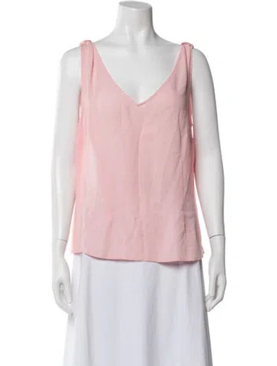 Pre-owned Escada Silk V-neck Top In Pink