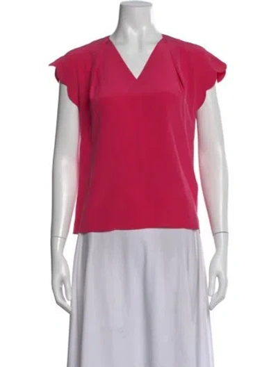 Pre-owned Escada Silk V-neck Top In Pink