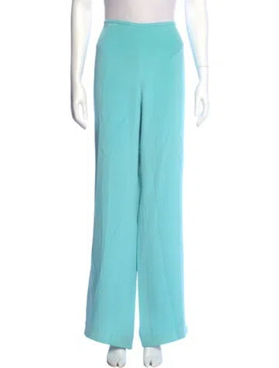 Pre-owned Escada Silk Wide Leg Pants In Blue