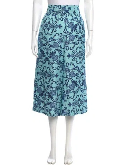 Pre-owned Escada Silk Wide Leg Pants In Blue