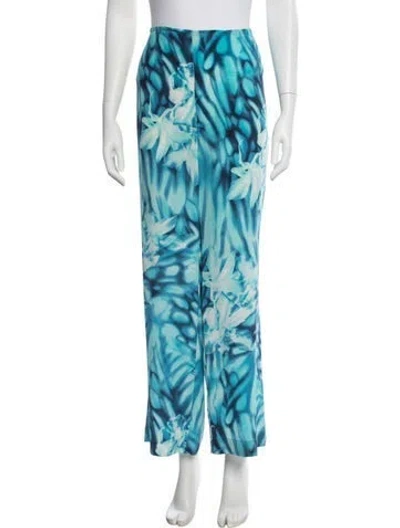 Pre-owned Escada Silk Wide Leg Pants In Blue