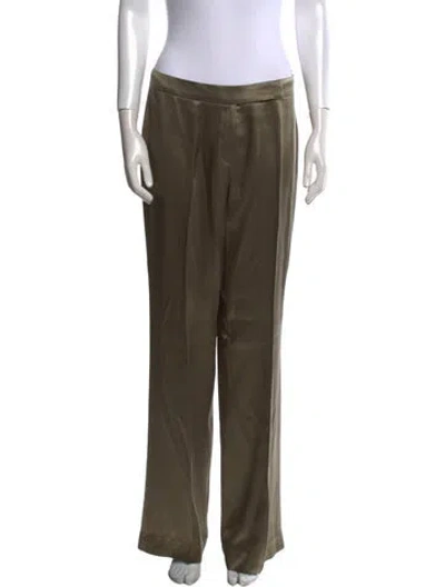 Pre-owned Escada Silk Wide Leg Pants In Green