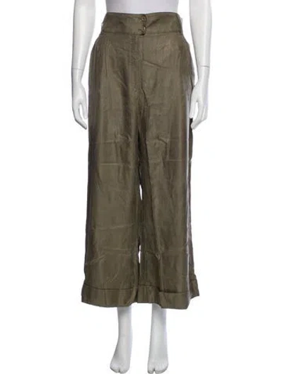 Pre-owned Escada Silk Wide Leg Pants In Green