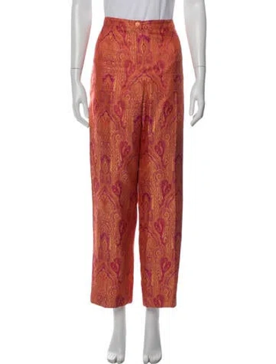 Pre-owned Escada Silk Wide Leg Pants In Orange