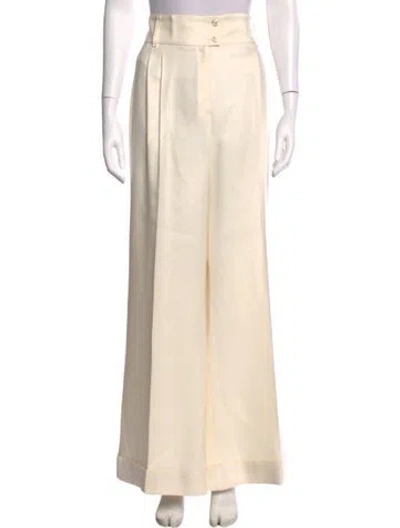 Pre-owned Escada Silk Wide Leg Pants In White