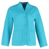 Escada Single-breasted Jacket With Pockets In Turquoise Wool In Blue