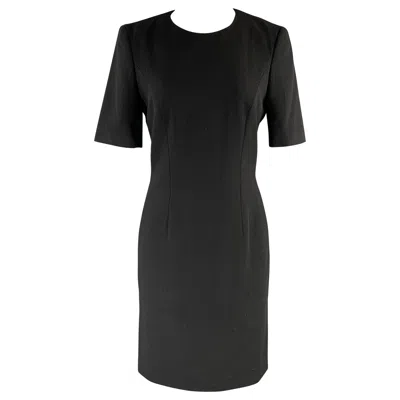 Pre-owned Escada Size 2 Black Virgin Wool Short Sleeve Knee Length Cocktail Dress
