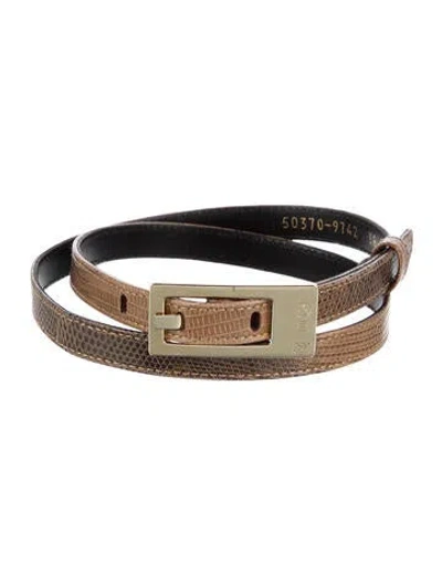 Pre-owned Escada Skinny Embossed Leather Belt Kit In Multi