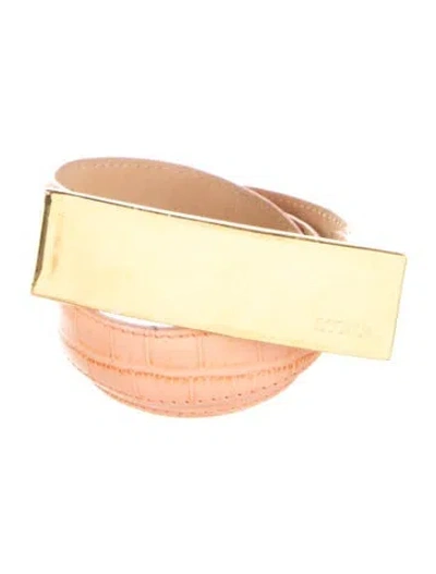 Pre-owned Escada Skinny Embossed Leather Waist Belt In Pink