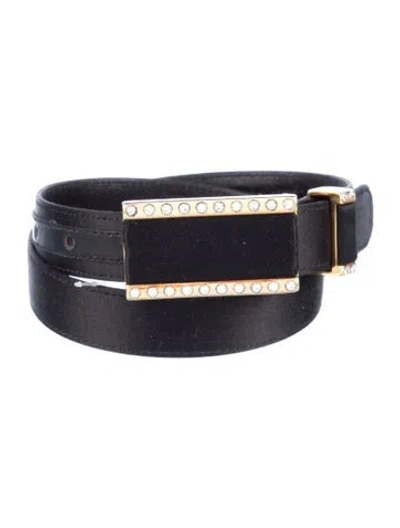 Pre-owned Escada Skinny Leather Belt In Black