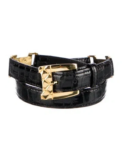 Pre-owned Escada Skinny Leather Belt In Black