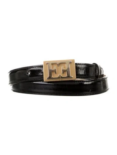Pre-owned Escada Skinny Leather Belt In Black