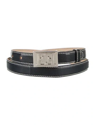 Pre-owned Escada Skinny Leather Belt In Black