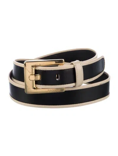 Pre-owned Escada Skinny Leather Belt In Black/white