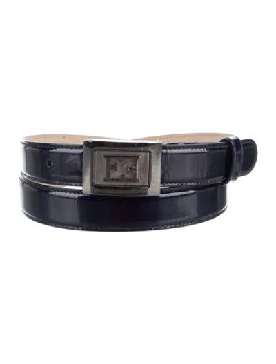 Pre-owned Escada Skinny Leather Belt In Blue