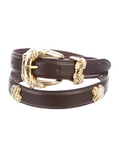 Pre-owned Escada Skinny Leather Belt In Brown