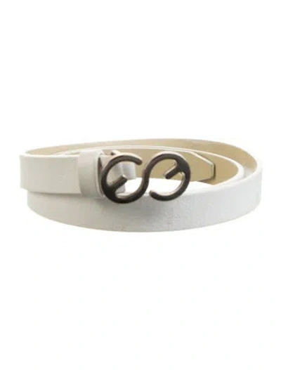 Pre-owned Escada Skinny Leather Belt In White