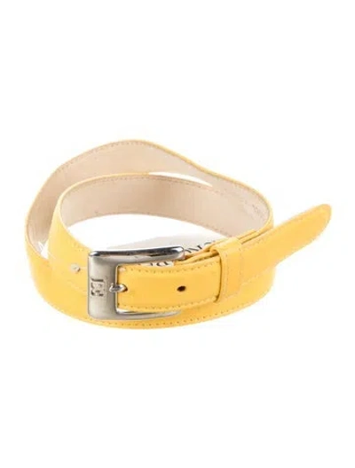 Pre-owned Escada Skinny Leather Belt In Yellow