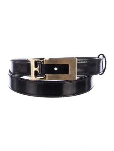 Pre-owned Escada Skinny Leather Waist Belt In Black