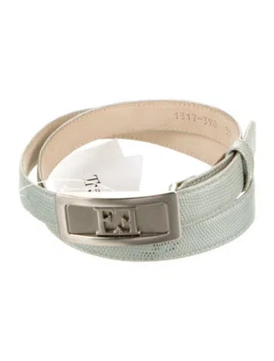 Pre-owned Escada Skinny Leather Waist Belt In Blue