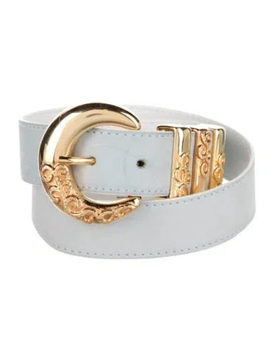 Pre-owned Escada Skinny Leather Waist Belt In Blue