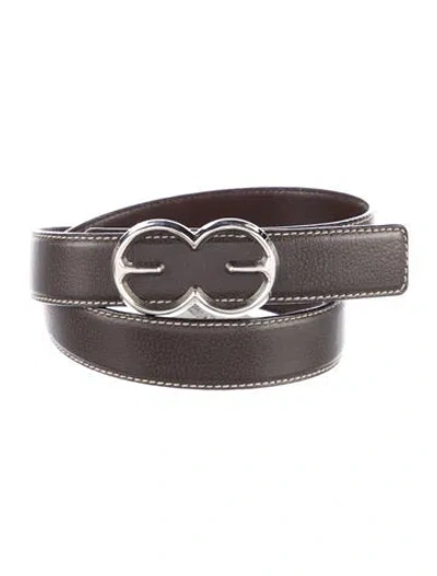 Pre-owned Escada Skinny Leather Waist Belt In Brown