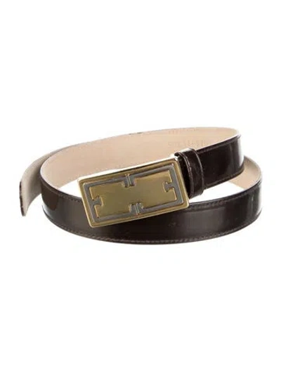 Pre-owned Escada Skinny Leather Waist Belt In Brown