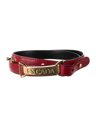 Pre-owned Escada Skinny Leather Waist Belt In Red