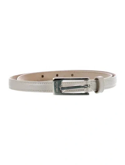 Pre-owned Escada Skinny Lizard Belt In Neutral