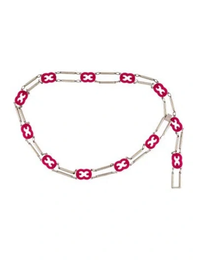 Pre-owned Escada Skinny Metal Chain-link Belt In Pink/silver