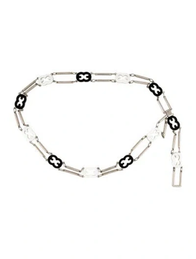Pre-owned Escada Skinny Metal Chain-link Belt In Silver
