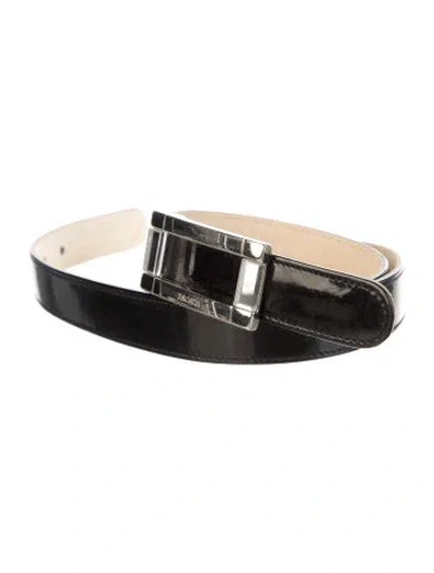 Pre-owned Escada Skinny Patent Leather Belt In Black