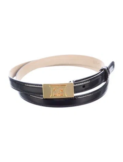 Pre-owned Escada Skinny Patent Leather Belt Kit In Black