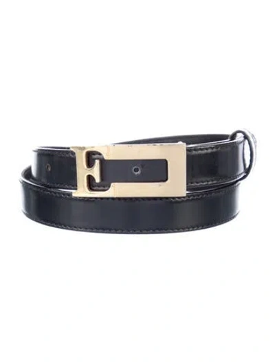 Pre-owned Escada Skinny Patent Leather Waist Belt In Black